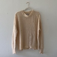 Urban Outfitters Crewneck Sweater Distressed Tattered Knit Boho Distress-Preppy picture