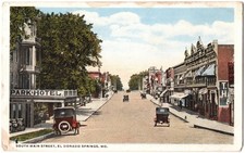 1916 El Dorado Springs MO South Main Street Park Hotel Vintage Postcard Postmark picture