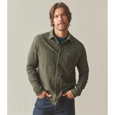 NWOT American Giant Mens Premium Slub Button Up Long Sleeve Shirt S Green picture