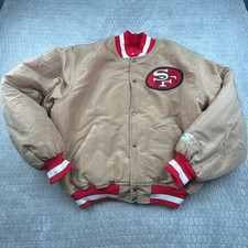 Vintage Starter Pro Line San Francisco 49ers Satin Jacket Mens L Brown 80s 90s picture