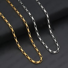 Stainless Steel Box Chain Necklace 1.5-4mm Silver Gold Tone 16-24in Jewelry picture