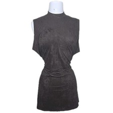 NWT Chicos Travelers Women 2 Faux Suede Tunic Tank Brown Light Chocolate Chip picture
