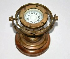 Antique brass nautical gimbal compass vintage ship binnacle gimballed picture