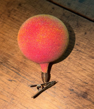 Antique German Unsilvered Glass Sugar Glitter Peach Christmas Ornament 3