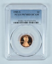 1985-S Lincoln Memorial Cent PR70 RD DCAM PCGS Blue Label picture
