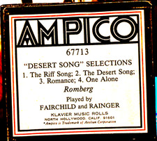 AMPICO Recut DESERT SONG SELECTIONS 67713 Player Piano Roll picture