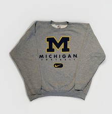 VTG Michigan Wolverines Nike Crewneck Sweatshirt 90s Football NCAA Size Large picture