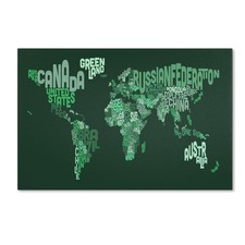 Trademark Fine Art Text Map of The World by Michael Tompsett 16x24 picture