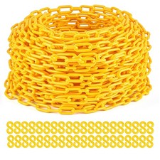 200Ft Yellow Plastic Chain Links, Heavy-Duty Safety Barrier with 40 S-Hooks picture