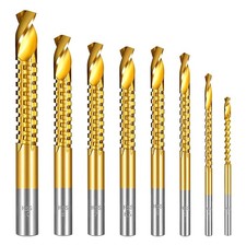 8 Pack Titanium Coated Hss Twist Drill Bits, 3-10mm Serrated Side Cutting Drill picture