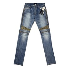 NEW ✅ Amiri MX2 Green Paisley Jeans 70’s Indigo Size 33 🔥 picture
