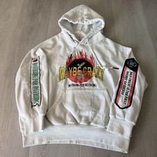 Maybe Crazy Nothing for Nothing Hoodie Pullover Men’s Size L Large White picture