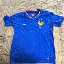 NIKE FRANCE FFF SOCCER JERSEY SHIRT BLUE SHORT SLEEVE picture