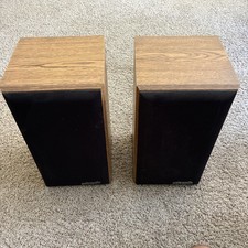 Vintage Polk Audio Monitor Series Bookshelf Speakers Pair Oak Woodgrain Tested picture