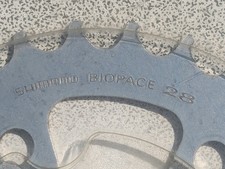 Vintage Shimano Biopace 28T Chainring 74 BCD 5-Arm Steel 28 Tooth Oval MTB picture
