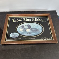 Vintage 1991 Pabst Blue Ribbon Common Loon Beer Mirror Sign Terry Doughty PBR picture