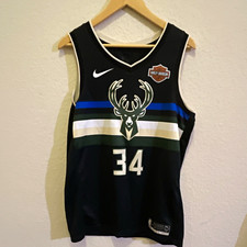 Nike Milwaukee Bucks Giannis Antetokounmpo 34 NBA Jersey Black Size 48 picture