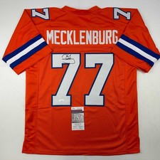 Autographed/Signed Karl Mecklenburg Denver Orange Football Jersey JSA COA picture