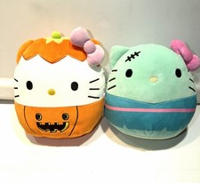 NWT Squishmallows Lot Of 2 Halloween Hello & Friends Kitty Franken & Pumpkin 8” picture