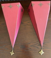Pair Southern Living Painted Red Metal Triangular Wall Sconces  picture