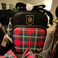 Loungefly Disney Parks VIP Tours Mickey Mouse Plaid Mini Backpack Red/Green picture
