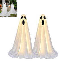 2Pack Halloween Decorations Cute Ghost Standing with Light for Outdoor Yard 65in picture