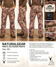NaturalGear Men’s 2XL Regular Camo Pants Zip Pockets Water Resistant Polyester picture