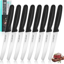 HAUSHOF 8PC Steak Knives Set Serrated Premium Stainless Steel with Gift Box NEW picture