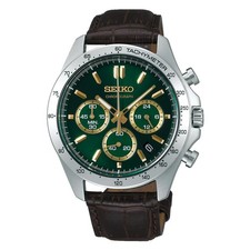 NEW SEIKO SBTR017 Spirit Chronograph Green Dial Leather Watch Japan picture