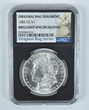 1882-CC Morgan Silver Dollar Original Bag Fragment BU NGC picture