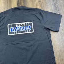 Vintage Yamaha Mechanic Shirt Mens L Black Button Up Shop Racing Motorcycle Team picture