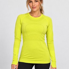 Lululemon Swiftly Tech Long Sleeve 2.0 Neon Yellow Lime Running Shirt Size 6 picture