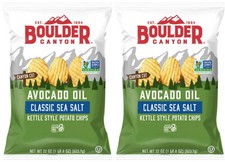 2 Packs Boulder Canyon Avocado Oil Classic Sea Salt Kettle Cooked Chip 18oz Each picture