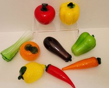 Vintage Murano Style ITALY Art Glass Hand-Blown Fruit Veg Colorful Lot 9 Pieces picture