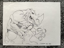 Elephantmen Obadiah Horn Original Comic Art Signed by MORITAT(J Norman) 9”x12” picture
