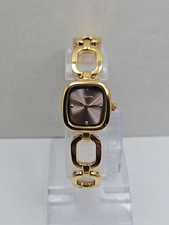 Ettika Square Link Womens 24K Gold Plated Quartz Bracelet Watch New Battery picture