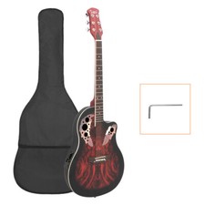 Glarry 41 Inch Cutaway Acoustic Guitar Grape Voice Hole Spruce Top Round Back picture