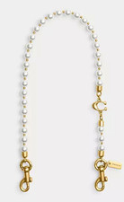 Coach White Pearl Beaded Bag Strap Handle w/ Gold Hardware C Charm Women picture