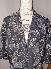 Vintage BonWorth Black White Paisley Embroidered Shirt Jacket Small Petite Artsy picture