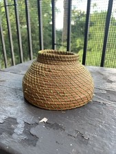 Vtg Native American Small Beehive Type Basket~Coil Sweet Grass 4” Primitive picture