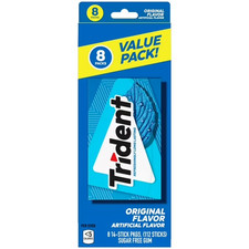 Trident Sugar Free Gum, Original, Value pack, 8 packs of 14 Pieces. picture
