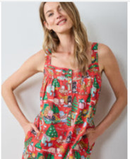 Printfresh Meowy Christmas Back to Bed Nightgown Red Bow NWT Medium picture
