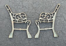 Antique Cast Iron Bench Ends Victorian Style Park Garden Decor Vintage picture