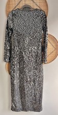 Stunning Women’s Silver Sequin Scoop Back Long Dress  Size Medium Joseph Style. picture