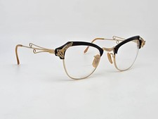 Bausch & Lomb Vintage 1950s 12K Gold Filled Jeweled Cat Eye Eyeglasses 46-22-117 picture
