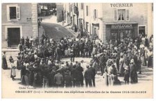 Old postcard 39 ORGELET PUBLICATION DES DEPECHES OFFICIELLES DE LA GUERRE 1914 1916 1918 picture
