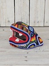 Wixárika Huichol Jaguar Head – Handmade with Colorful Glass Beads on Beeswax picture