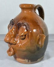 Christopher Woods Turtle Creek Pottery Ugly Face Jug 1997 Wood Fired Ohio Folk picture