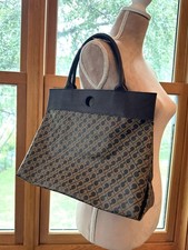 Gherardini Softy Brown Monogram Tote Bag Leather Trim Made in Italy picture