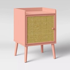 Rattan & Wood Bedside Kids' Cabinet Rose Pink - Pillowfort  NIB picture